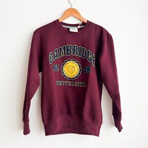 University of Cambridge Burgundy Navy Blue Classic Sweatshirt XS